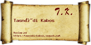 Tasnádi Kabos névjegykártya